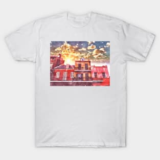 New Orleans Sunset Iconic Architecture Watercolor Painting T-Shirt